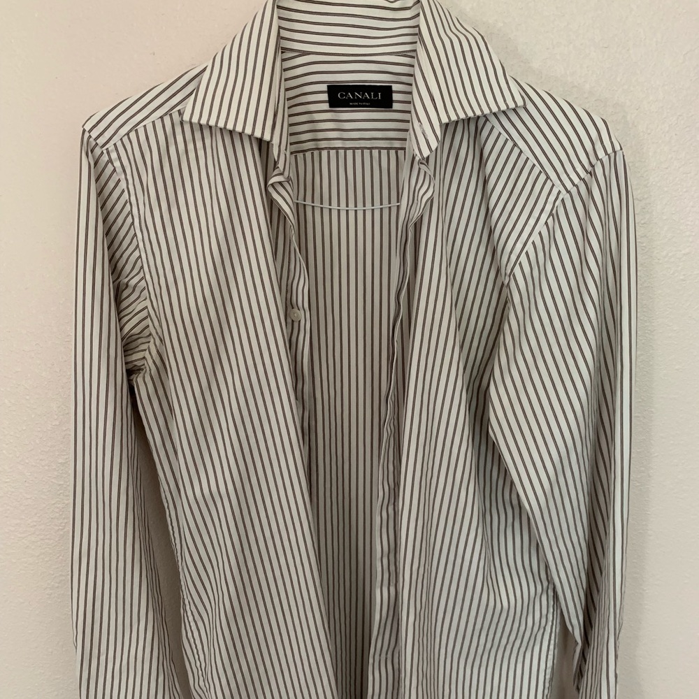 Pinstripe Canali Button Up Shirt.